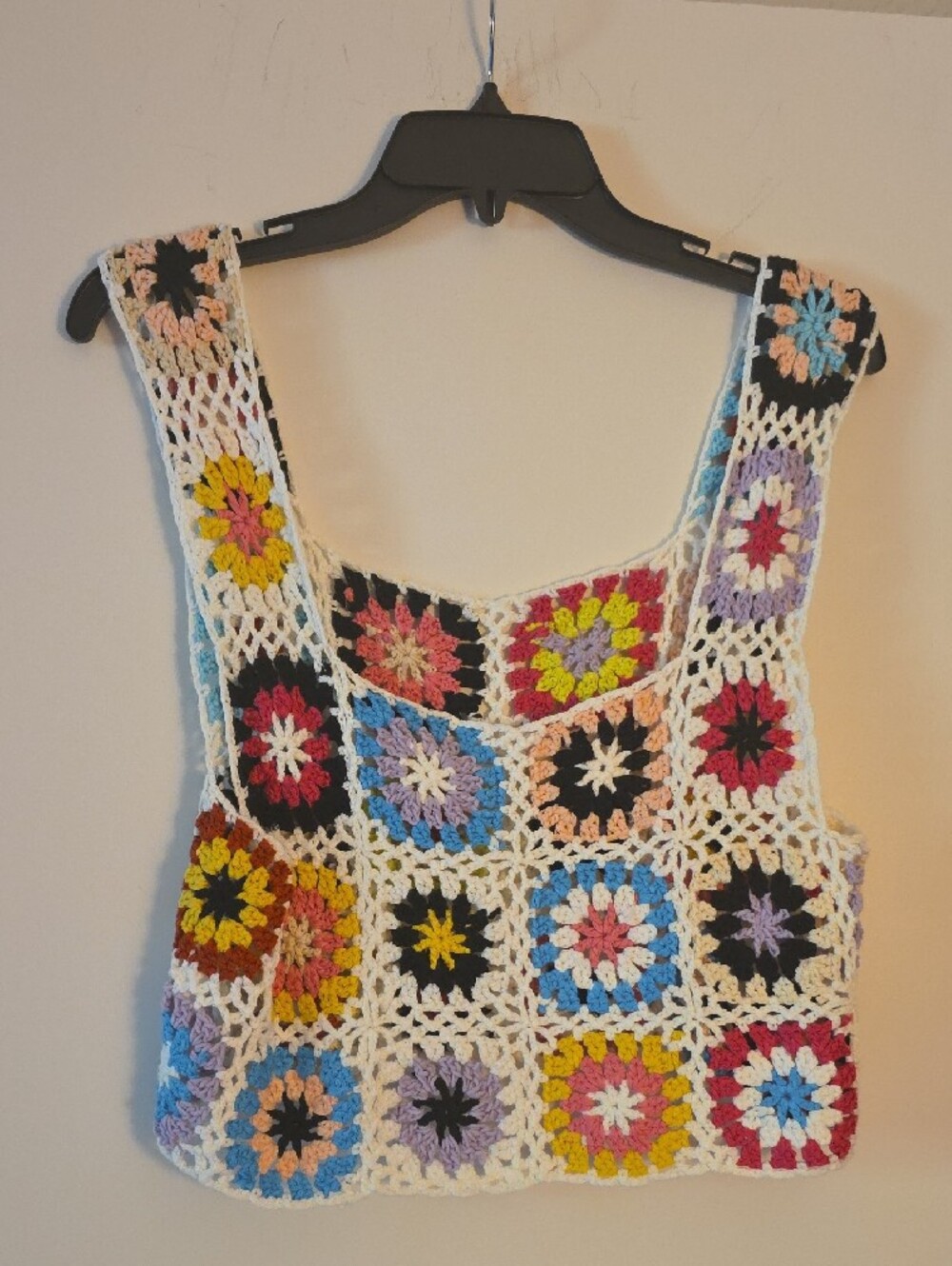 Multicolor Crochet Granny Square Tank Top